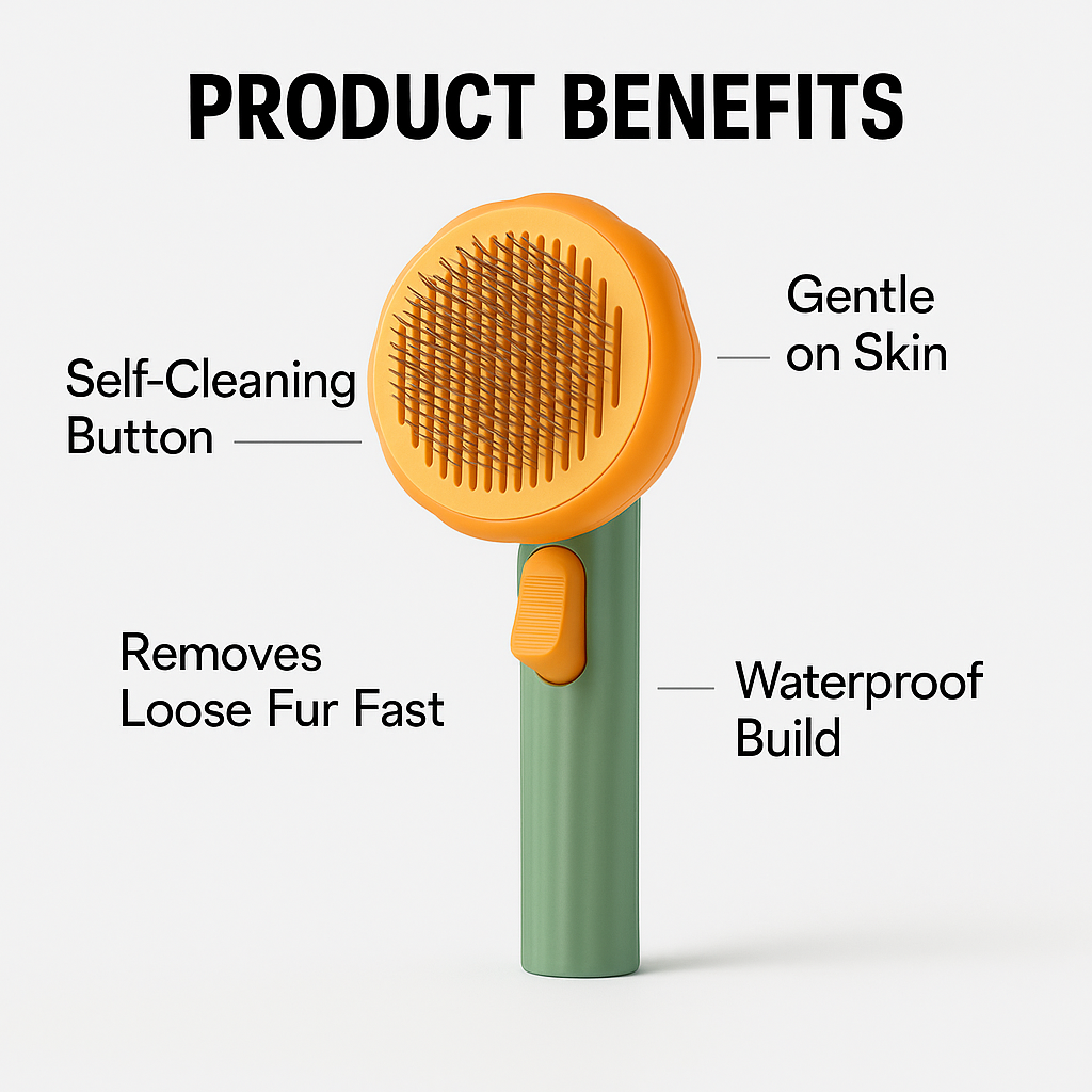 Furview Pumpkin Self-Cleaning Brush – Gentle Grooming for Cats & Dogs