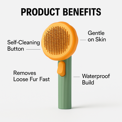 Furview Pumpkin Self-Cleaning Brush – Gentle Grooming for Cats & Dogs